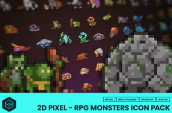2D Pixel RPG Monsters Icon Pack Download Free