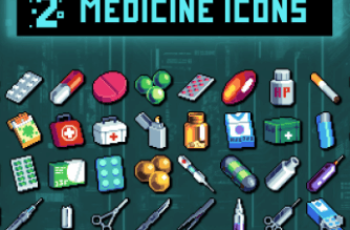 MEDICINE AND THEMATIC THINGS PIXEL ART 32×32 ICON PACK Download Free