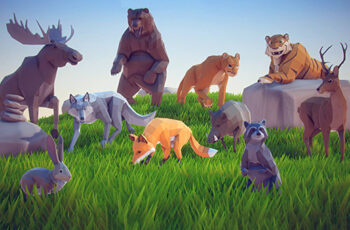 Poly Art Animals Forest Set Download Free