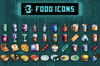 STREET FOOD FOR CYBERPUNK PIXEL ART 32×32 ICONS Download Free